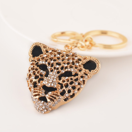 Luxurious Series Natural Animal Leopard Print Alloy Rhinestone Keychain 2
