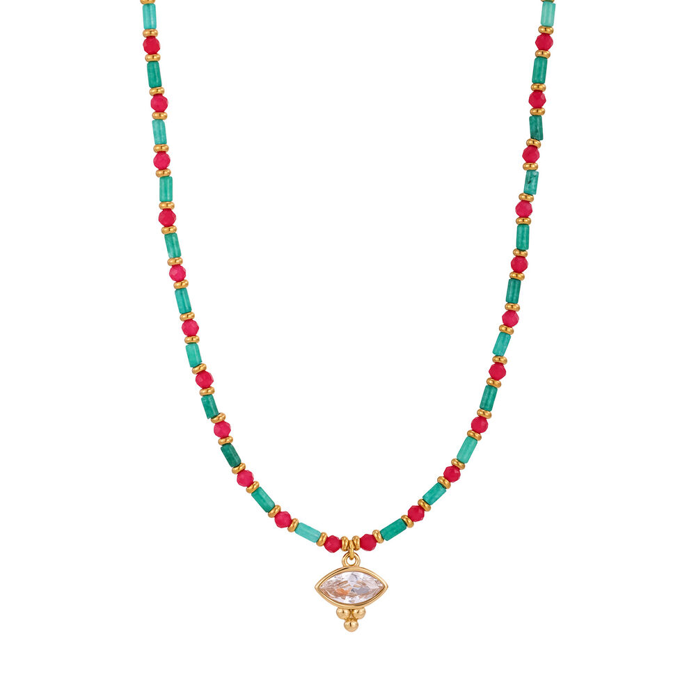 Romantic Series Sweet Beads Mixed Color Natural Stones Women's Beaded Necklaces h5Picture5