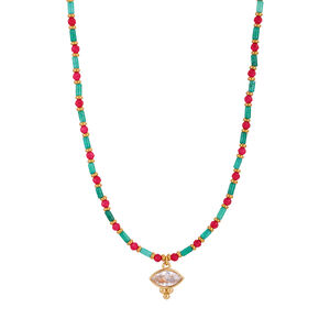 Romantic Series Sweet Beads Mixed Color Natural Stones Women's Beaded Necklaces h5 Picture5