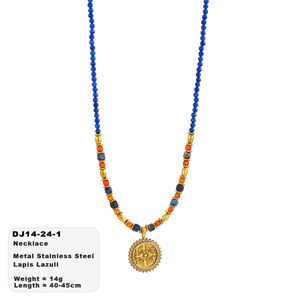 Romantic Series Retro Irregular Shape Beads Ellipse Shape Natural Stones Gold Color Women's Beaded Necklaces h5