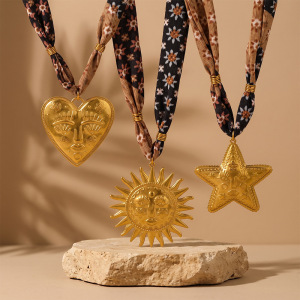 Classic Series Bohemian Heart Sun Star Stainless Steel Waterproof   Gold Color  Women's Braided Necklaces h5 Picture2