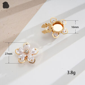Luxurious Series Elegant Flower Imitation Pearl Rhinestone Artificial Pearl Cufflinks h5