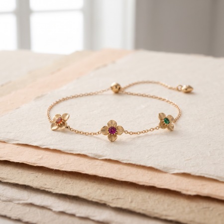 Clover Stainless Steel Waterproof Gold Color Zircon Women's Charm Bracelets 2