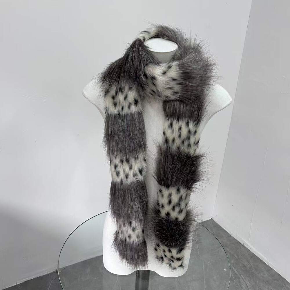 Classic Series Punk Patchwork Leopard Print Imitation Fur Winter Scarves