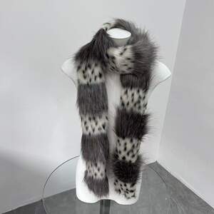 Classic Series Punk Patchwork Leopard Print Imitation Fur Winter Scarves h5