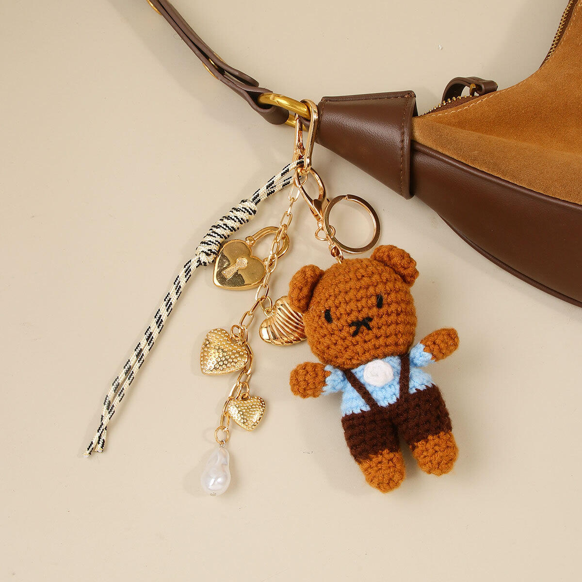 Simple Series Cute Heart Animal Twist Woven Lock Polyester Bag Charms 2