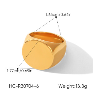 Simple Series Daily Heart Rectangle Stainless Steel Waterproof   Gold Color  Statement Rings h5 Picture2