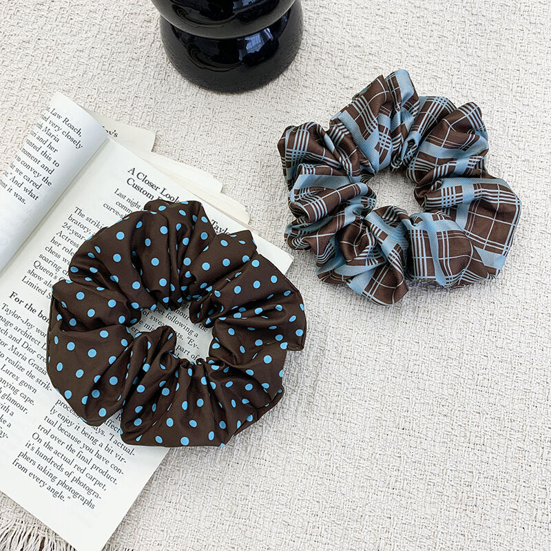 Simple Series Retro Plaid Polka Dots Polyester Scrunchies h5Picture2