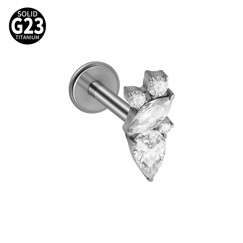 Simple Series Daily Irregular Shape Cherry Stainless Steel Waterproof   Gold Color  Zircon Women's Piercing Earrings 