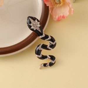 Luxurious Series Retro Snake Alloy Rhinestone Brooches h5