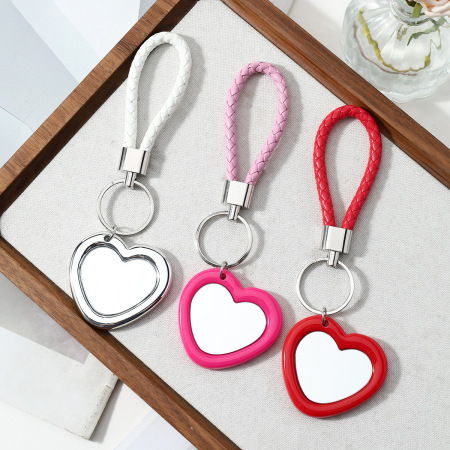Simple Series Daily Heart Solid Color Leopard Print Acrylic Keychain 2