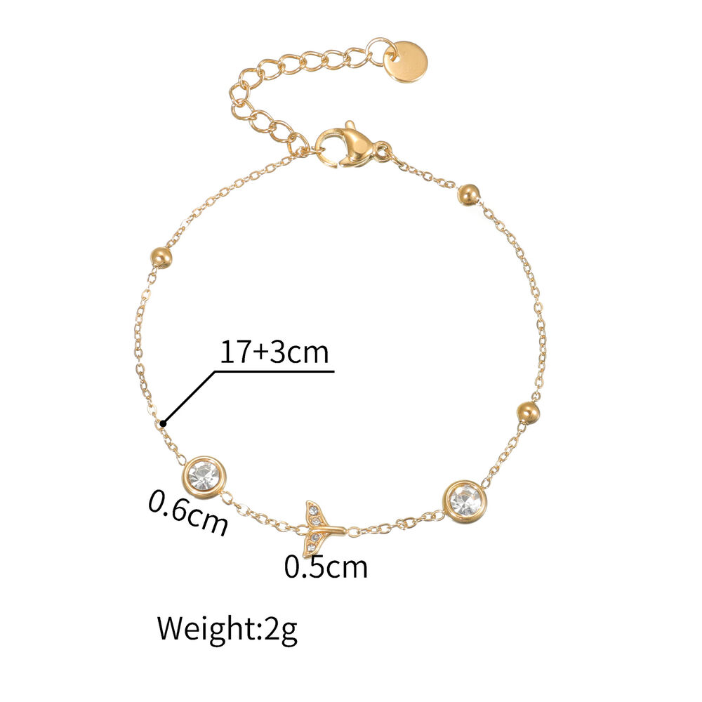 Elegante Damenarmbänder Der Simple Series Mit Herz- Und Sternkette, Aus Edelstahl, Wasserdicht, Goldfarben