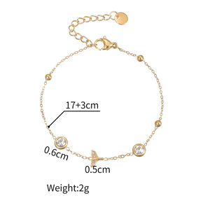 Elegante Damenarmbänder Der Simple Series Mit Herz- Und Sternkette, Aus Edelstahl, Wasserdicht, Goldfarben h5
