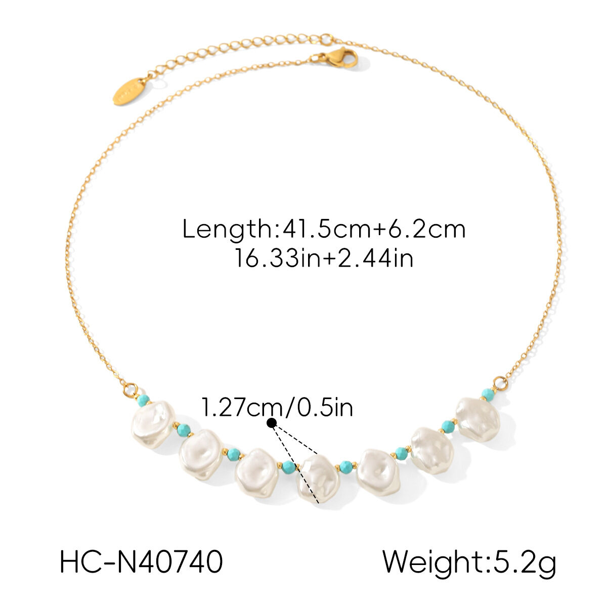 Collares De Cuentas Para Mujer De La Serie Simple, De Forma Irregular Y Colores Variados, De Acero Inoxidable, Resistentes Al Agua Y Color Dorado. h5 Imagen2