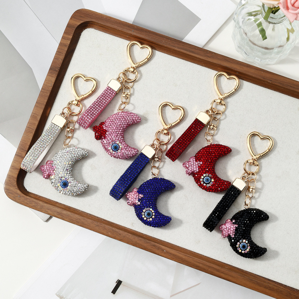 Luxurious Series Daily Devil's Eye Star Moon Alloy Rhinestone Keychain h5Picture3