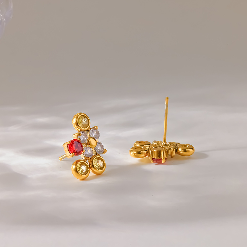 Simple Series Daily Flower Geometric Shape Stainless Steel Waterproof   Gold Color  Women's Stud Earrings Picture2