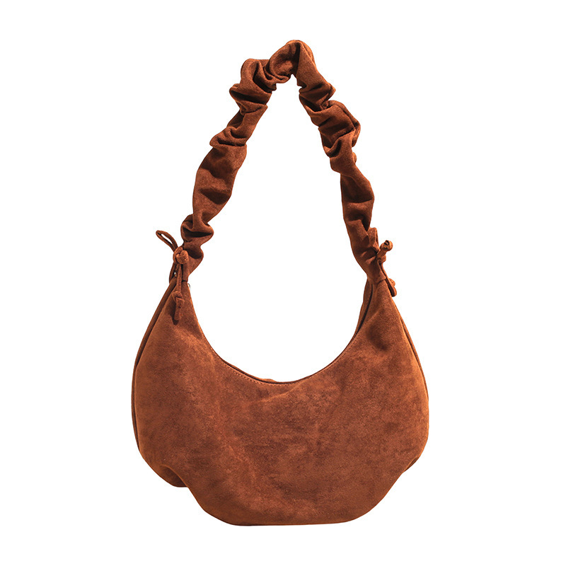 Parisian Chic Style None Solid Color Suede Women's Shoulder Bags