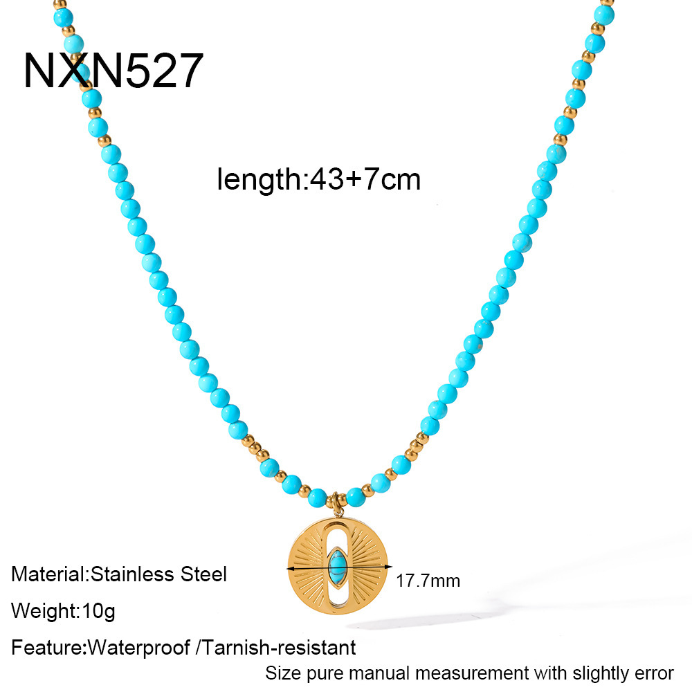 Romantic Series Bohemian Geometric Shape Stainless Steel Waterproof   Gold Color  Women's Pendant Necklaces 