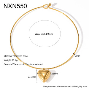 Romantic Series Daily Geometric Shape Stainless Steel Waterproof   Gold Color  Zircon Women's Chokers h5 