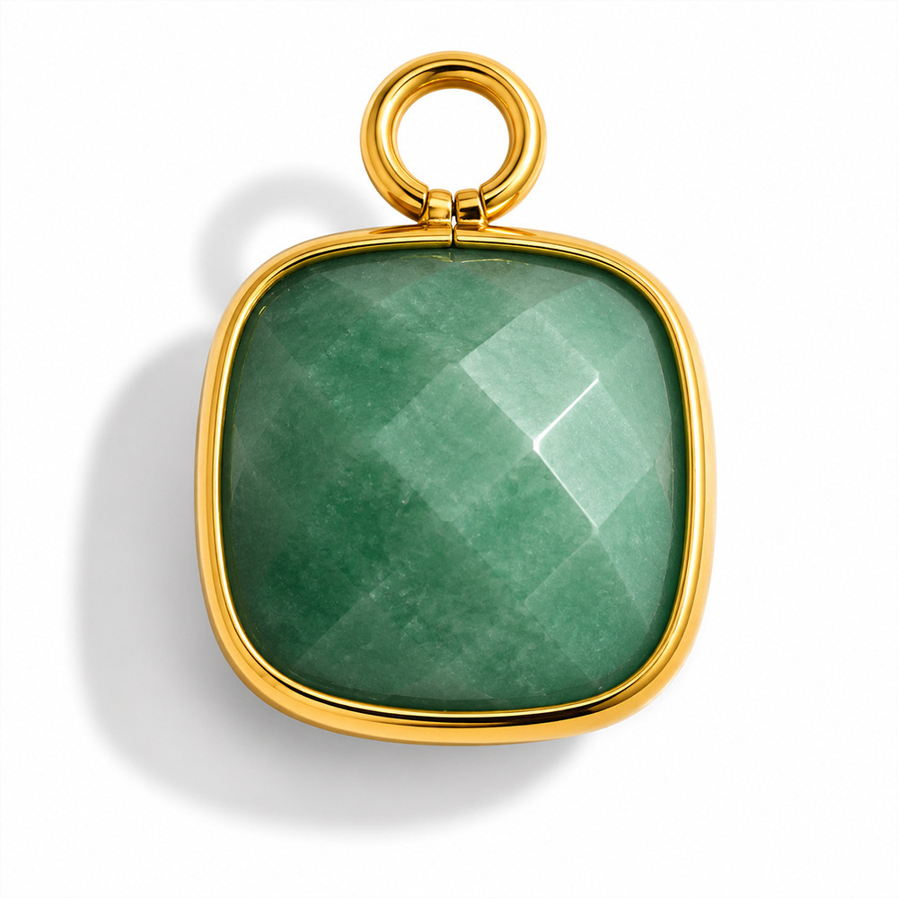 Classic Series Diy Droplet Rectangle Natural Stones Gold Color Women's Pendants h5Picture5
