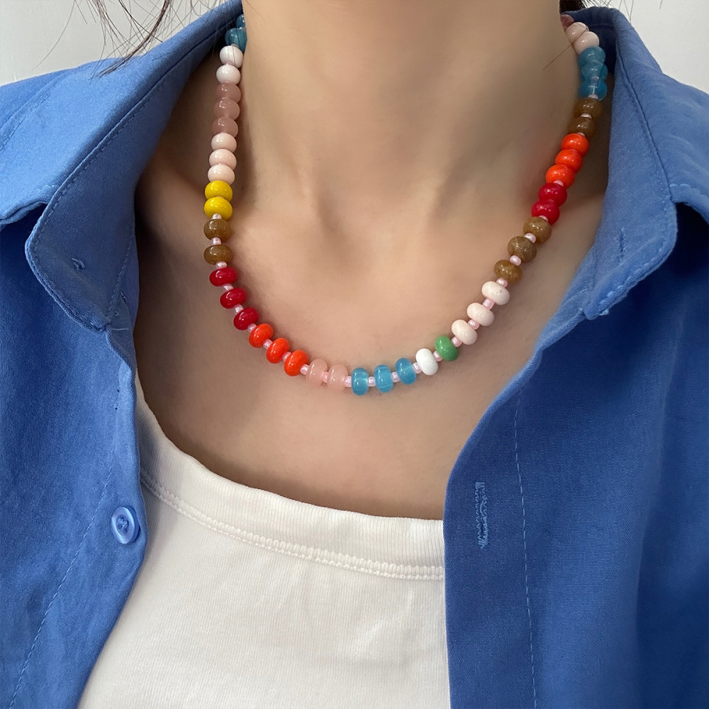 Simple Series Sweet Beads Mixed Color Resin Women's Beaded Necklaces h5Picture2
