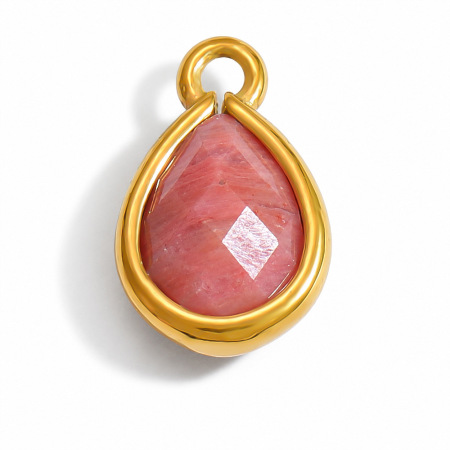 Classic Series Diy Droplet Rectangle Natural Stones   Gold Color  Women's Pendants 2