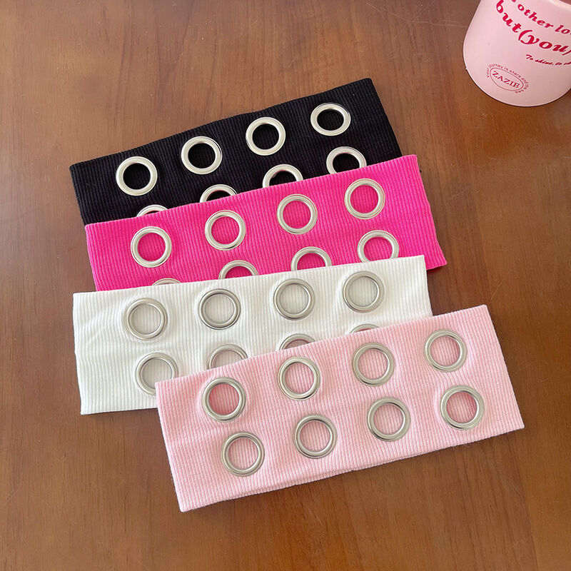 Simple Series Casual Solid Color Rivet Polyester Hair Bands h5Picture4