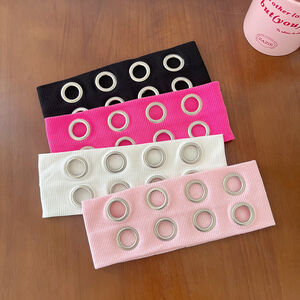 Simple Series Casual Solid Color Rivet Polyester Hair Bands h5 Picture4