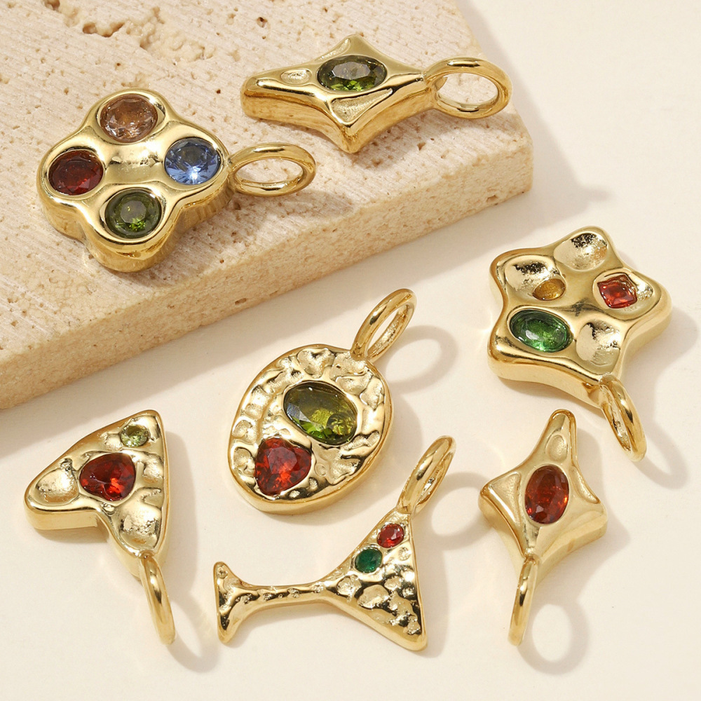Simple Series Diy Irregular Shape Heart Star Stainless Steel Waterproof   Gold Color  Zircon Women's Pendants Picture2