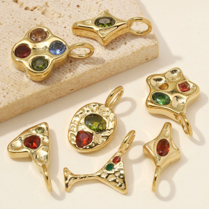 Simple Series Diy Irregular Shape Heart Star Stainless Steel Waterproof   Gold Color  Zircon Women's Pendants h5 Picture2