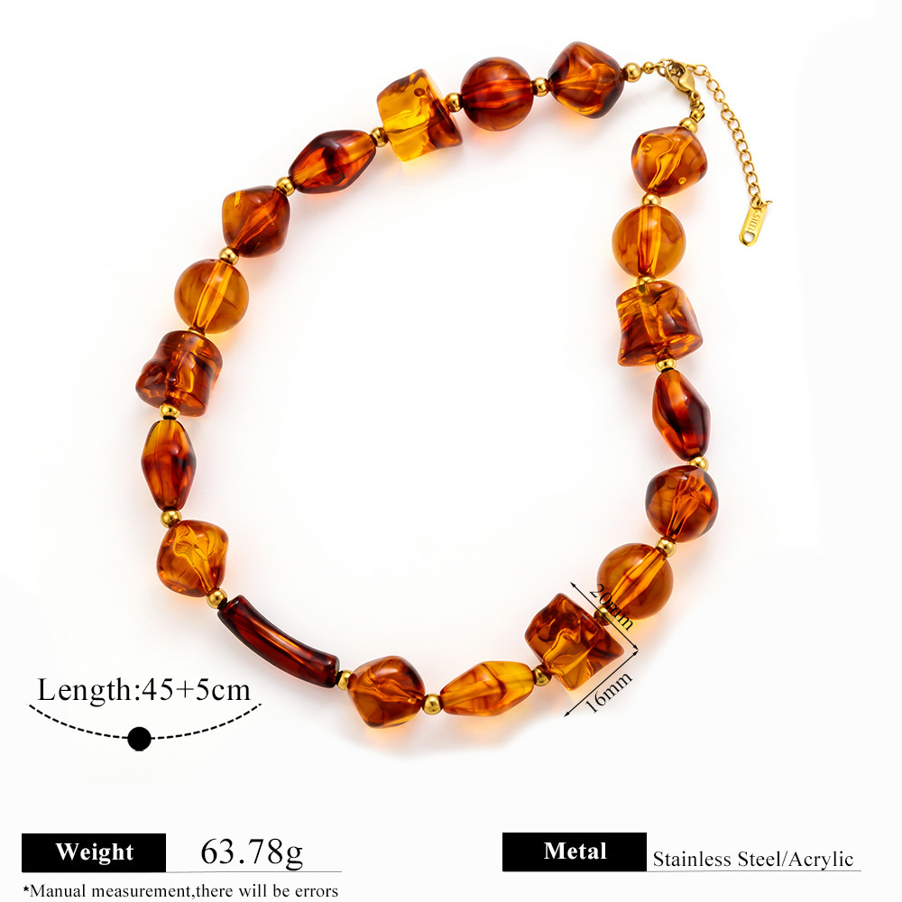 Simple Series Retro Irregular Shape Beads Gradient Color Acrylic Women's Beaded Necklaces
