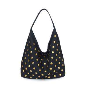 Casual Style Metal Hardware Studded Solid Color Rivet Cotton Women's Square Shoulder Bags h5 