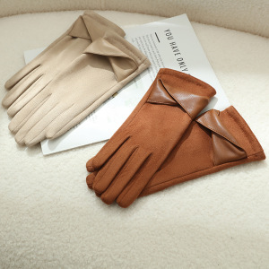 Simple Series Elegant Solid Color Twist Suede Gloves h5 Picture3