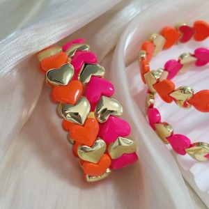 Simple Series Sweet Heart Mixed Color Copper Gold Color Women's Bangles h5 Picture4