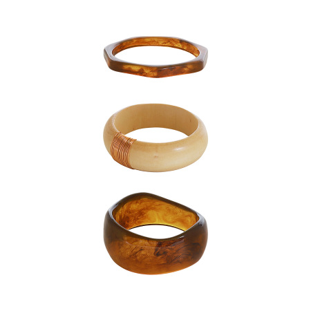 Simple Series Retro Irregular Shape Gradient Color Resin Women's Bangles 2