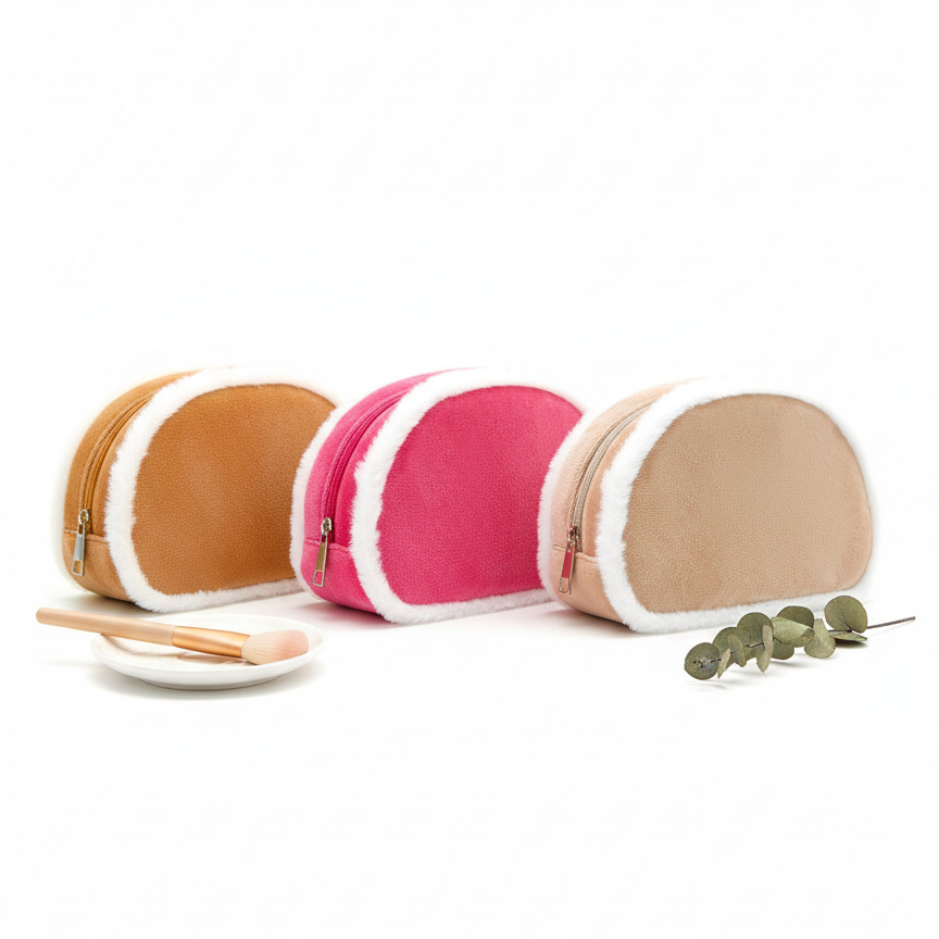 Simple Series Daily Solid Color Imitation Fur Makeup Bags Picture2