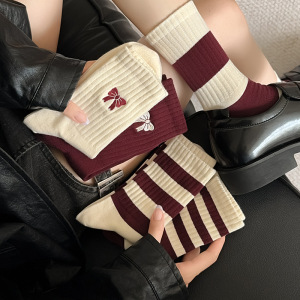 Women's Basic Stripes Color Clash Mid-Calf Socks h5 Picture3