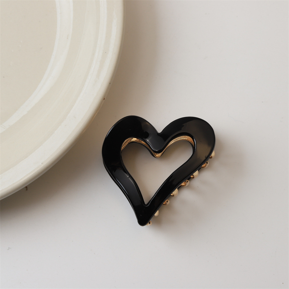 Romantic Series Simple Heart Leopard Print Gradient Color Acetate Hair Claws 