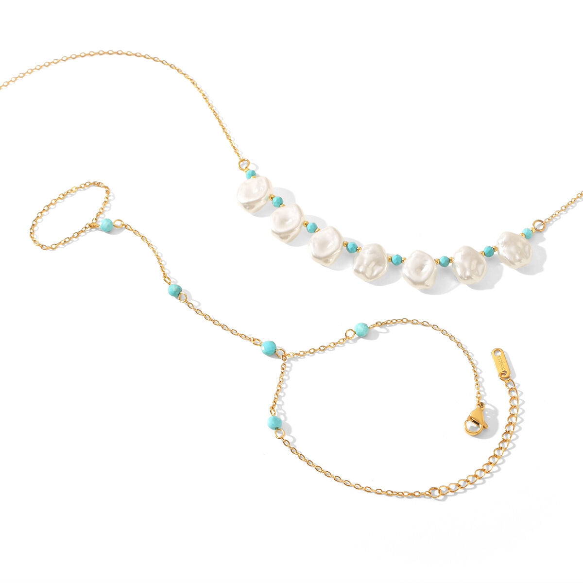 Collares De Cuentas Para Mujer De La Serie Simple, De Forma Irregular Y Colores Variados, De Acero Inoxidable, Resistentes Al Agua Y Color Dorado. h5 Imagen6