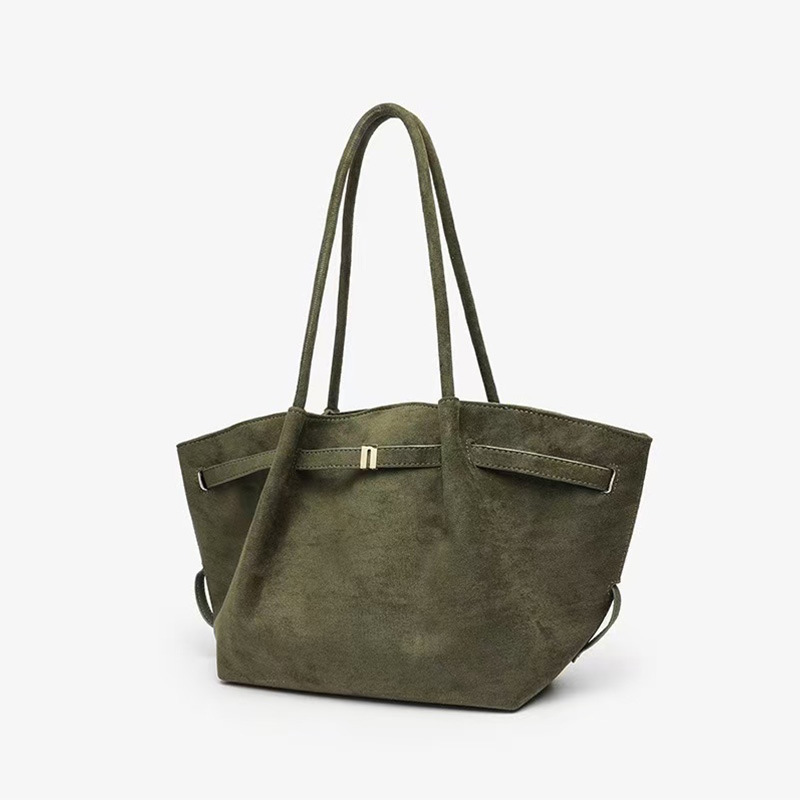 Casual Style Metal Hardware Solid Color Suede Women's Pillow Tote Bags Picture2