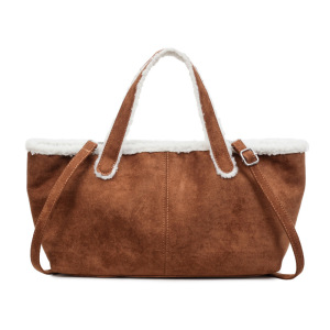Casual Style Fluffy Solid Color Suede Women's Square Tote Bags h5