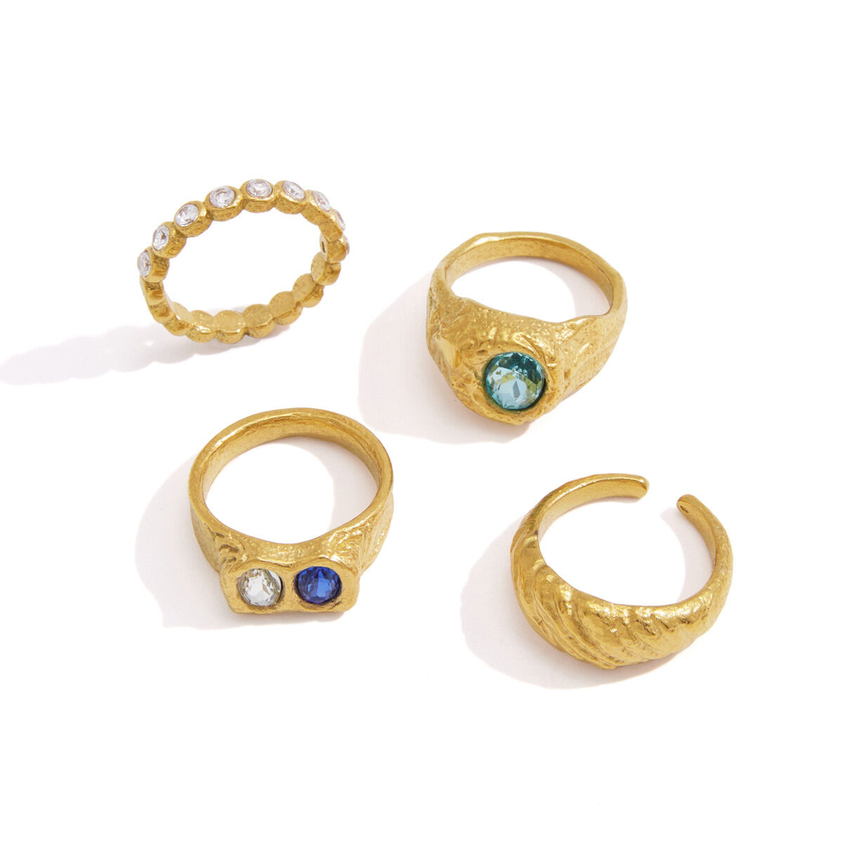 Luxurious Series Retro Circle Stainless Steel Waterproof Gold Color Zircon Women's Gemstone Rings Picture5