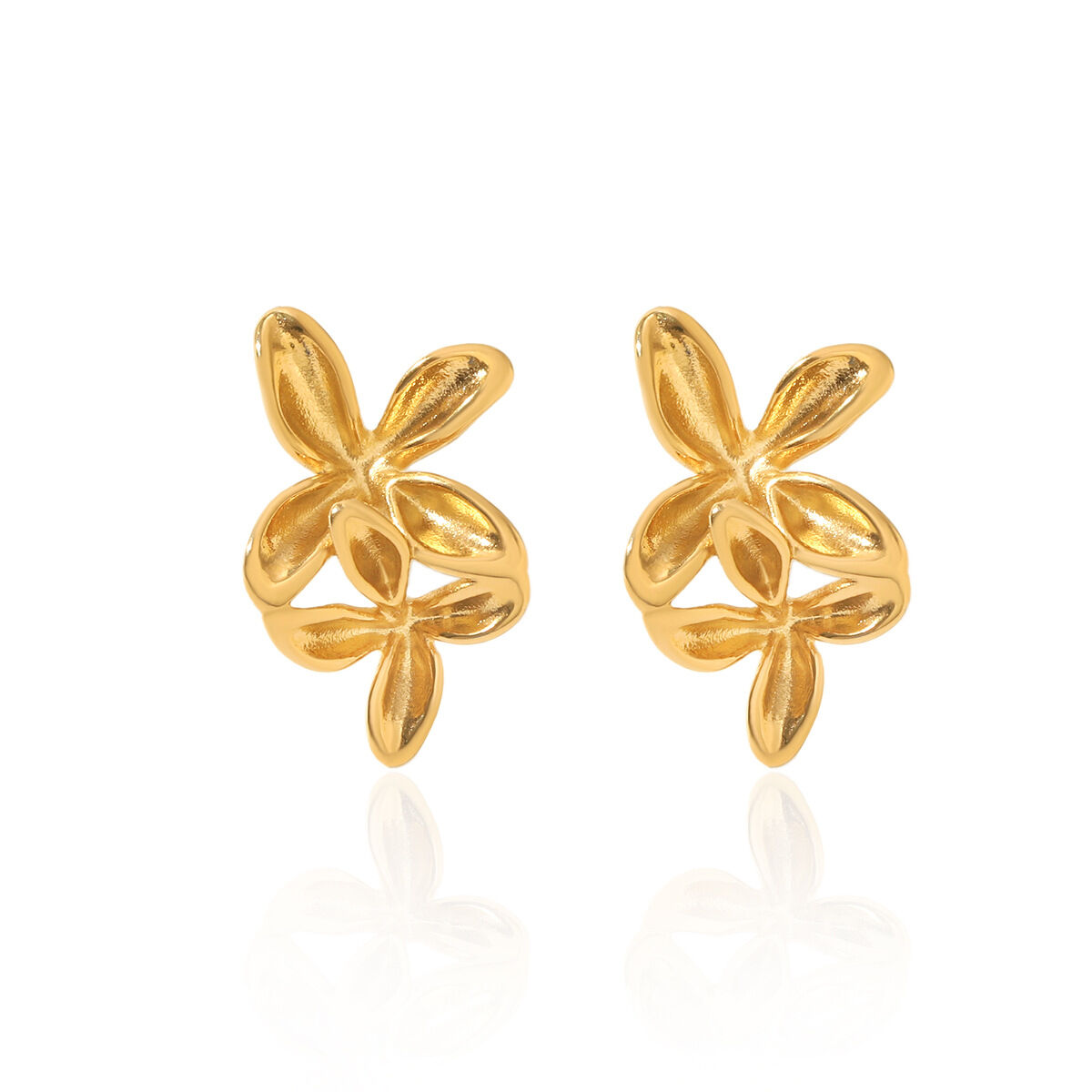 Pendientes De Botón Para Mujer Simple Series Daily Flower De Acero Inoxidable, Resistentes Al Agua Y Color Dorado. h5 Imagen6