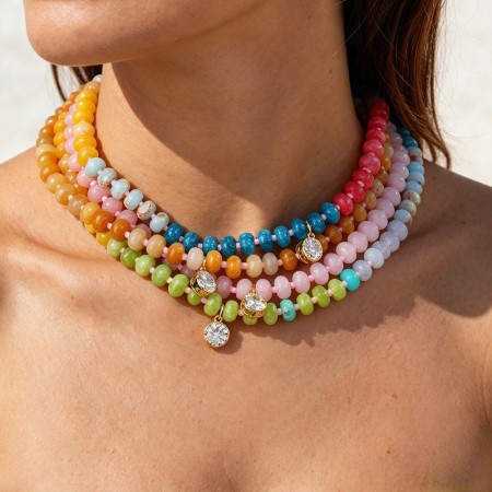 Beads Natural Stones Zircon Women's Beaded Necklaces