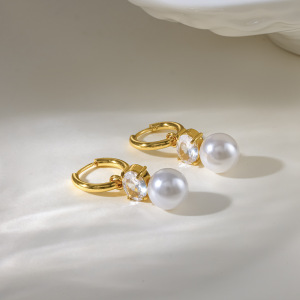 Simple Series Daily Ellipse Shape Geometric Shape Stainless Steel Waterproof  Gold Color  Zircon Women's Drop Earrings h5 Picture4