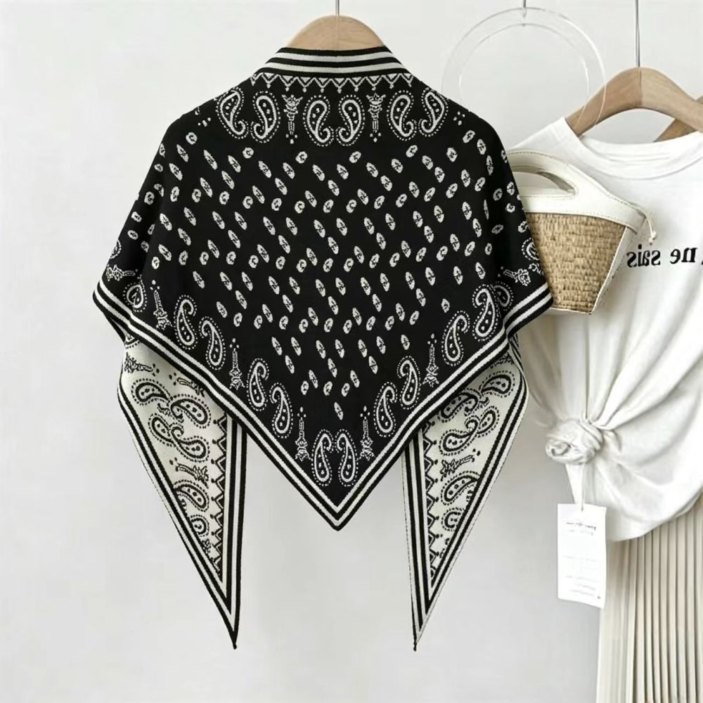 Ethnic Series Casual Woven Paisley Pattern Polyester Triangular Scarves Picture4