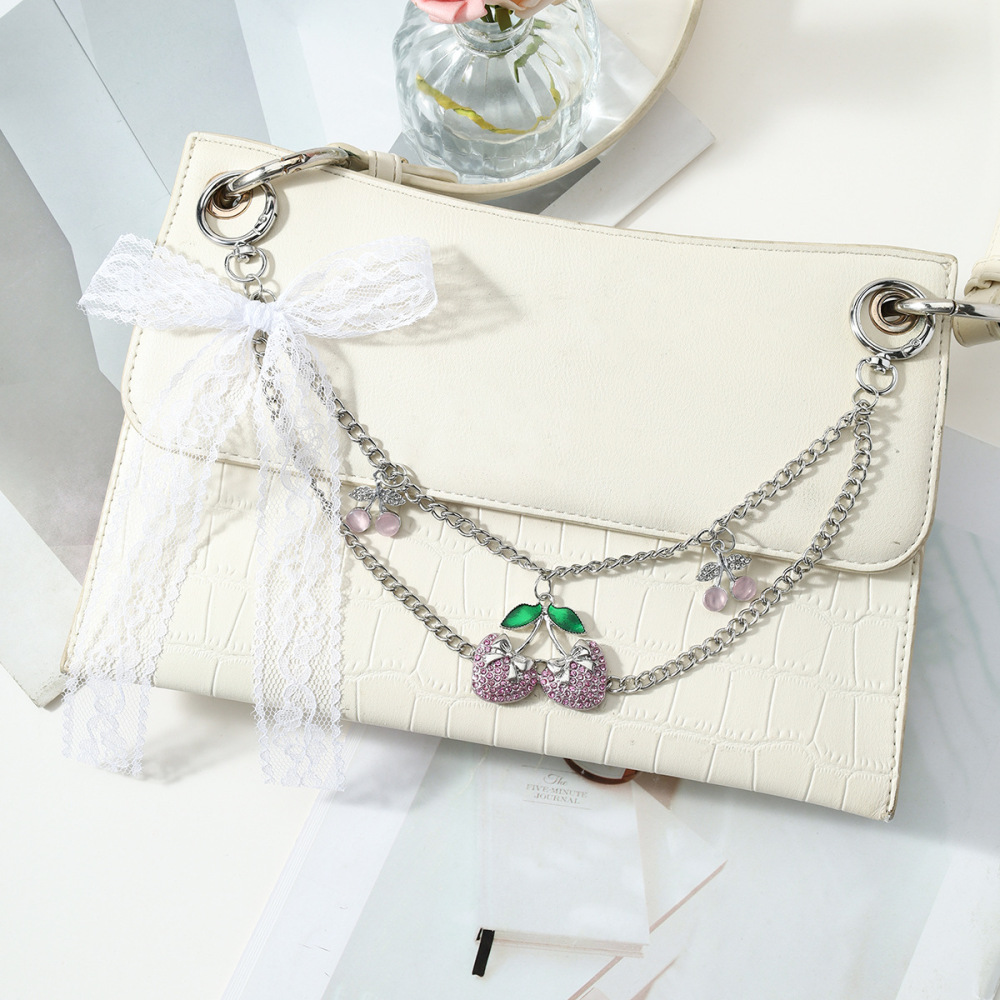 Simple Series Daily Heart Bow Knot Cherry Alloy Bag Charms Picture3