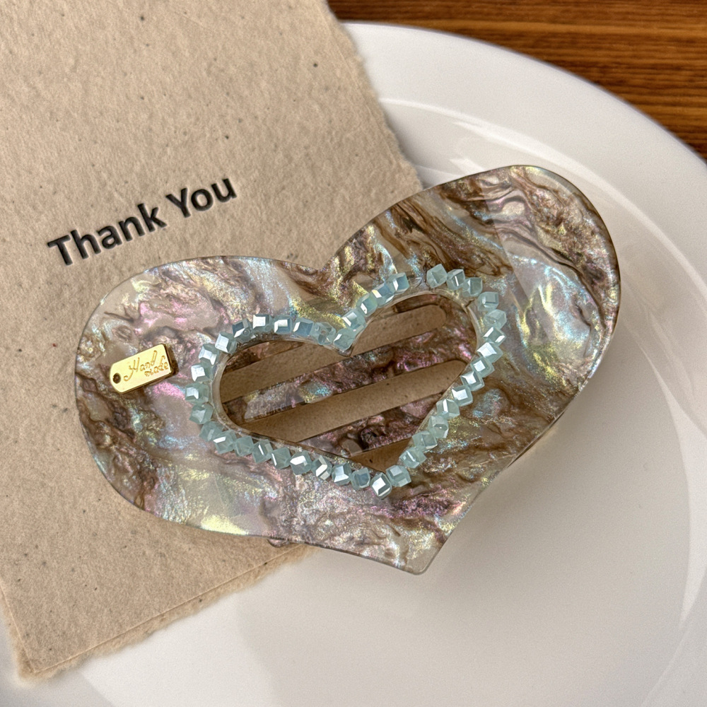 Simple Series Daily Heart Gradient Color Acetate Rhinestone Hair Claws 