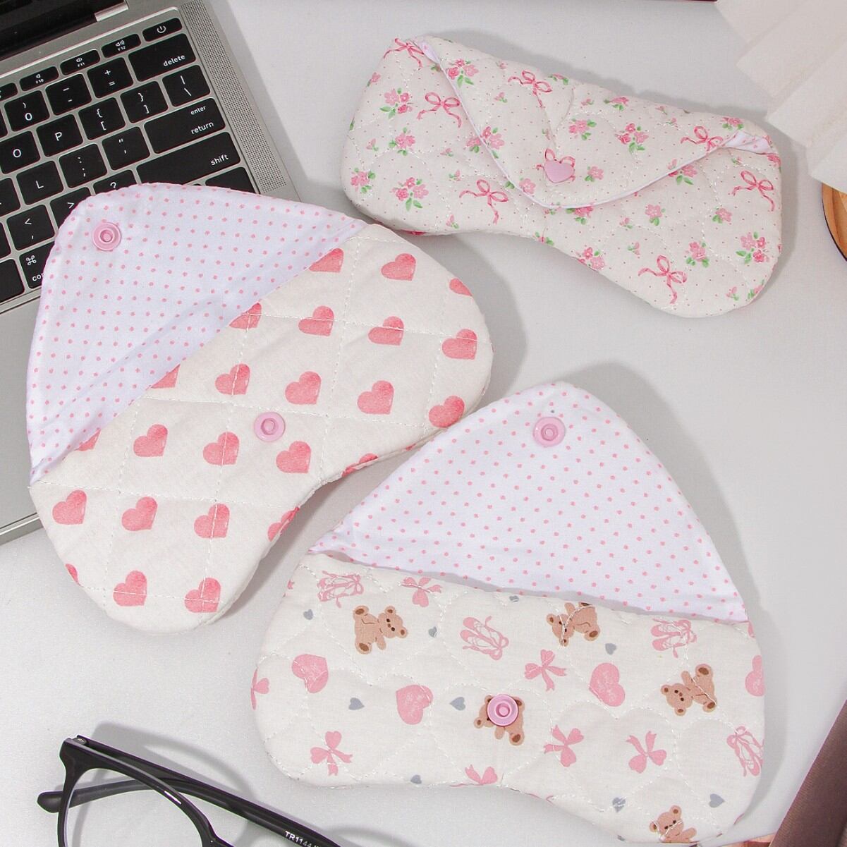 Romantic Series Sweet Flower Bow Knot Polyester Women's Glasses Storage Bag Picture3