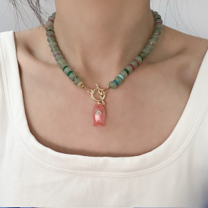 Romantic Series Elegant Beads Fish Gradient Color Natural Stones   Gold Color  Women's Beaded Necklaces h5 Picture3